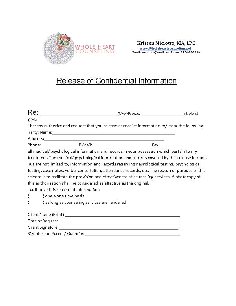 Release of Confidential Information